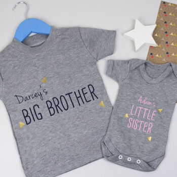 Brother And Sister Babygrow And T Shirt Set, 2 of 7