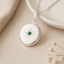 Personalised Sterling Silver May Birthstone Locket – Emerald, thumbnail 1 of 7