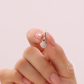 Sterling Silver Mismatched Shell Huggie Hoops, 3 of 9