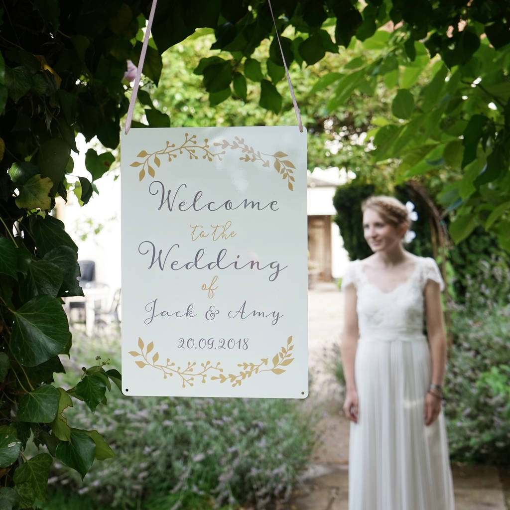 Personalised Botanical Wedding Welcome Sign, 1 of 4