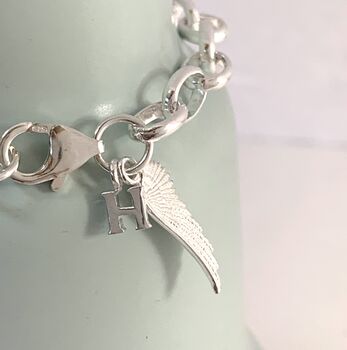 Personalised Sterling Silver Angel Wing Charm Bracelet, 2 of 4