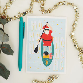 Paddle Boarding Santa Christmas Card, 5 of 5