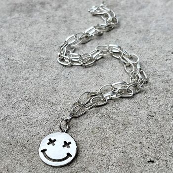 Smiling Again Chunky Chain Happy Face Necklace, 2 of 5