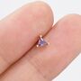 Tiny Amethyst Purple Cz Triangle Stud Earrings, thumbnail 5 of 10