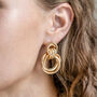 Gold Colour Interlinked Hoops Doorknocker Earrings, thumbnail 1 of 3