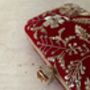 Red Handcrafted Velvet Clutch Bag, thumbnail 8 of 10