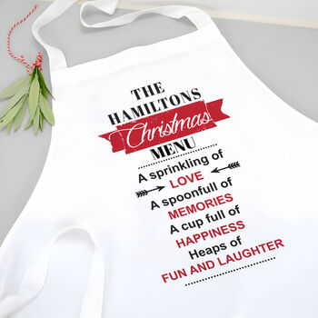 Personalised Your Family Christmas Menu Apron, 2 of 3