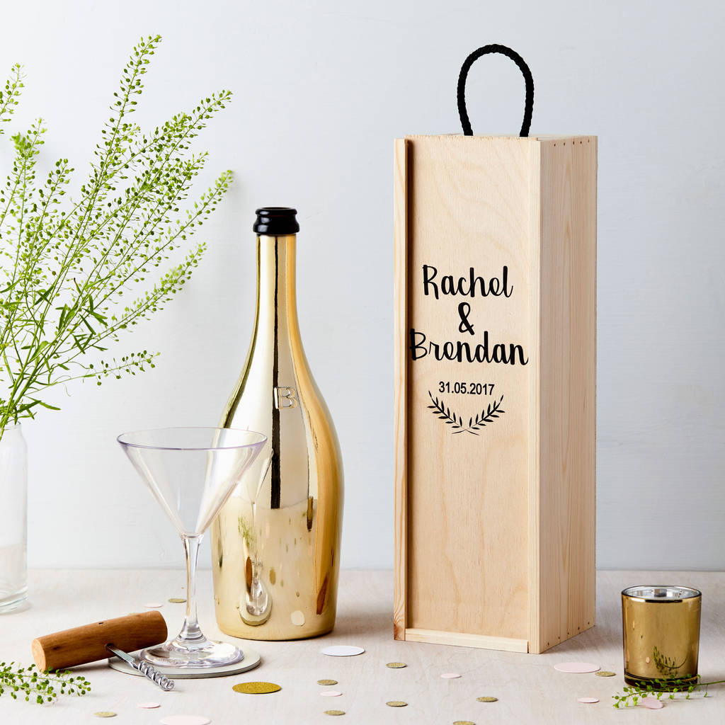 Personalised Wedding Wooden Bottle Gift Box By Tillie Mint Loves