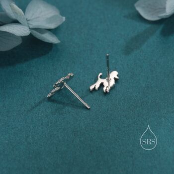 Sterling Silver Tiny Poodle Dog Stud Earrings, 4 of 12