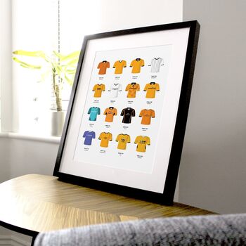 Wolves Classic Retro Football Kits Team Print, 2 of 4