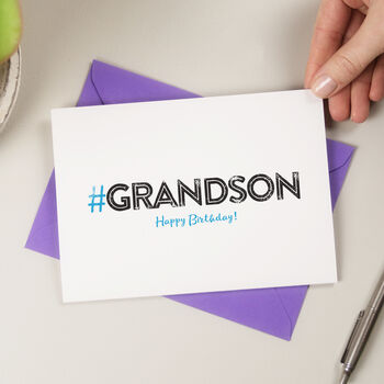 Hashtag Grandson Birthday Card, 3 of 4