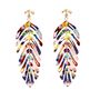 Tutti Frutti Multi Coloured Long Leaf Statement Earrings, thumbnail 6 of 6