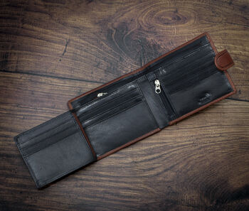 Personalised Luxury Brown And Black Leather Wallet Rfid, 7 of 9