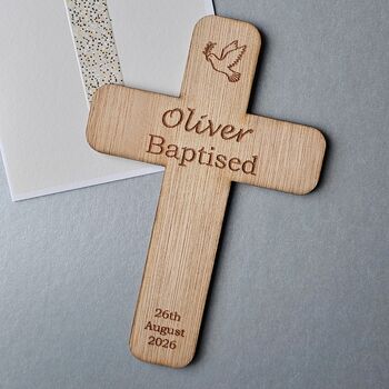 Personalised Baptism Cross Wooden Decoration, 2 of 2