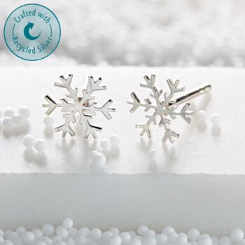 Sterling Silver Snowflake Stud Earrings, 4 of 7
