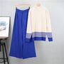 Blue Free Size Long Sleeve Knitted Women's Co Ord Set, thumbnail 1 of 5