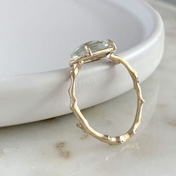 Twig Statement Ring With Rose Cut Blue Green Amethyst, 5 of 6