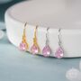 Sterling Silver Tourmaline Pink Pear Cut Cz Drop Earrings, thumbnail 1 of 10