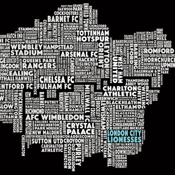 Personalised London Women's Super League Football Team Map, 3 of 4