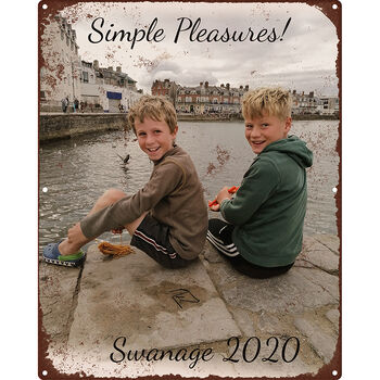Personalised Holiday Photo Vintage Metal Sign, 3 of 4