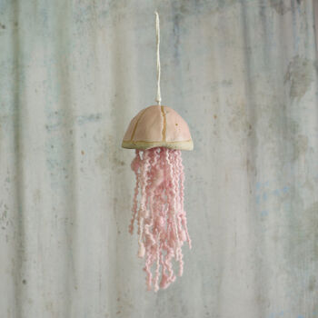 Handmade Jellyfish Hanging Decoration Ceramic And Wool, 10 of 12