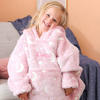 Personalised Pink Kids Oversized Hoodie Blanket, 8 of 12