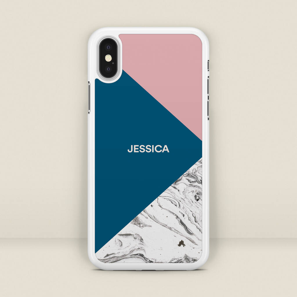 Geometric Marble Personalised Name Phone Case By Joyful Joyful