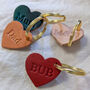 Mini Personalised Leather Heart Keyring, thumbnail 6 of 9