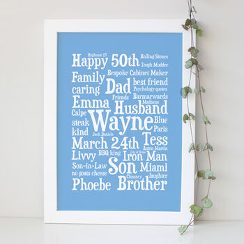Personalised 50th Birthday Word Art Gift, 5 of 6