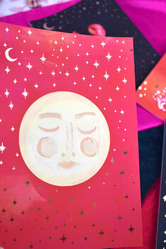 Red Full Moon Foiled Print, 2 of 6