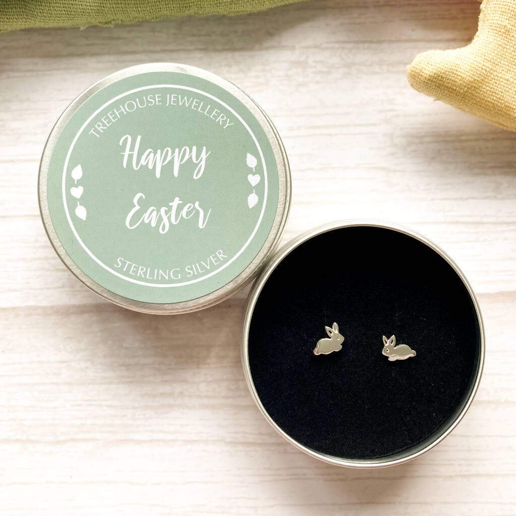 Sterling Silver Rabbit Earrings In A Gift Tin, 1 of 8