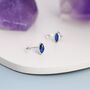 Marquise Sapphire Blue Cz Huggie Hoops, thumbnail 6 of 12