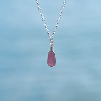 Cornish Sea Glass Pendant Rare Dark Purple, 3 of 6