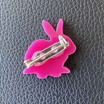 Pink Bunny Rabbit Acrylic Brooch, 2 of 3