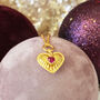 Ribbed Heart Necklace With Birthstone Detail, thumbnail 4 of 10