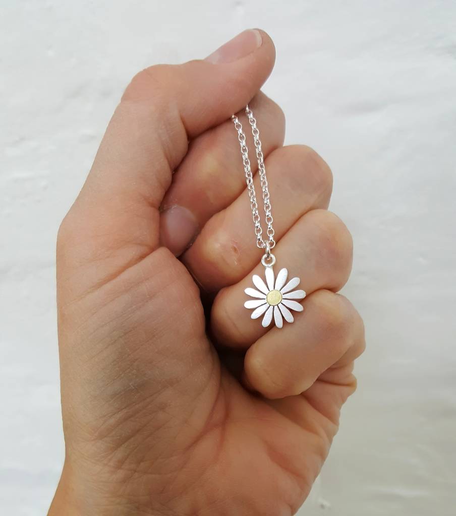 Aster Flower Pendant Necklace In Silver And 18ct Gold, 1 of 7