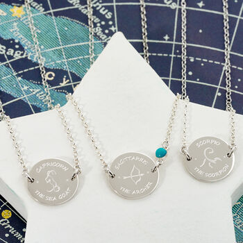 Personalised Zodiac Necklace In Sterling Silver, 7 of 8