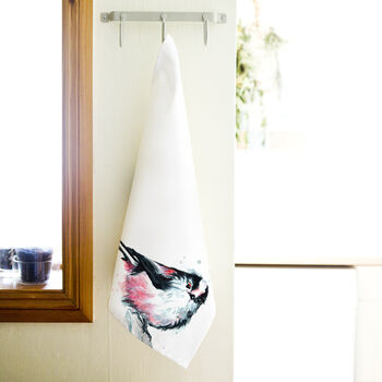 Inky Long Tailed Tit Tea Towel, 6 of 7