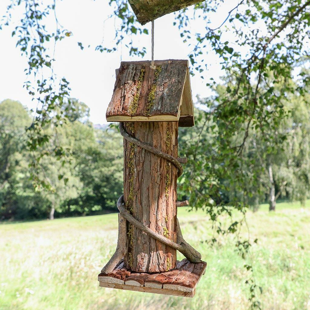 personalised woodland retreat tall wooden bird hotel by dibor