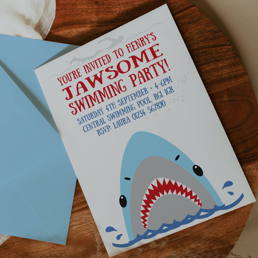 Shark Swimming Party Invitations, 1 of 4