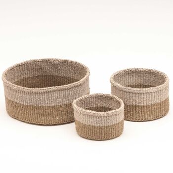 Chali: Charcoal And Sand Duo Colour Block Woven Basket, 2 of 9