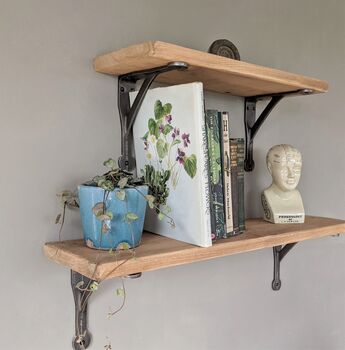 Reclaimed Wooden Shelf With Penny End Metal Brackets, 2 of 6