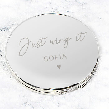 Personalised Heart Motif Compact Mirror, 3 of 8