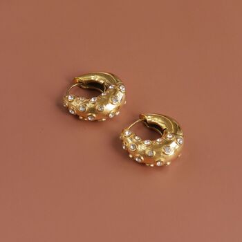 Coral Cz Gold Hoops, 3 of 8