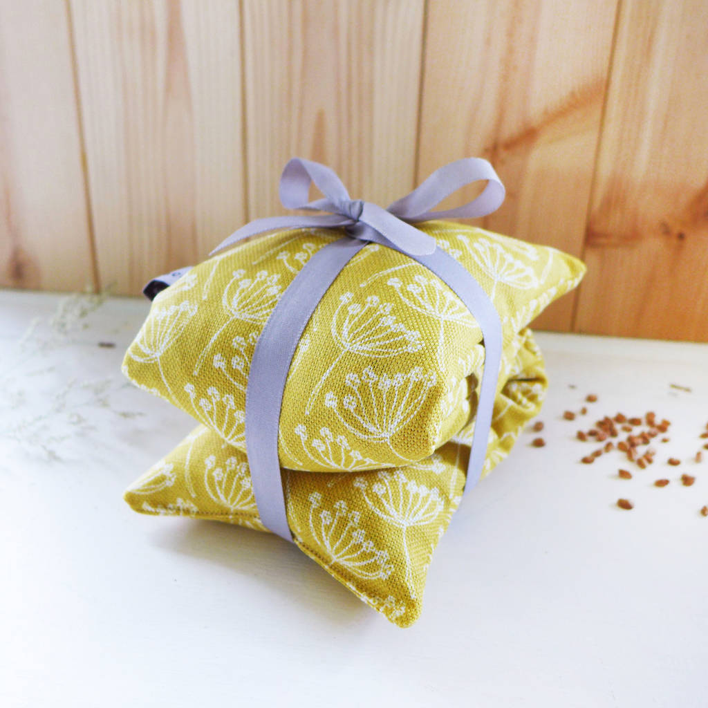 cow parsley wheat heat bag by charlotte macey