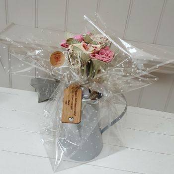 Handmade Wood Anniversary Flowers With Engraved Tag, 4 of 6