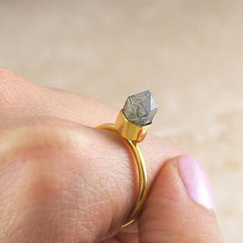 Labradorite Geometric Crown Gold Plated Statement Ring, 4 of 5