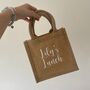 Personalised Square Jute Lunch Bridesmaid Top Handle Gift Bag, thumbnail 2 of 9