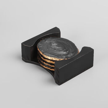 G Decor Set Of Four Luxury Black Gold Oval Coasters, 7 of 7