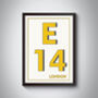 E14 East Ham Typography Postcode Print, thumbnail 3 of 10